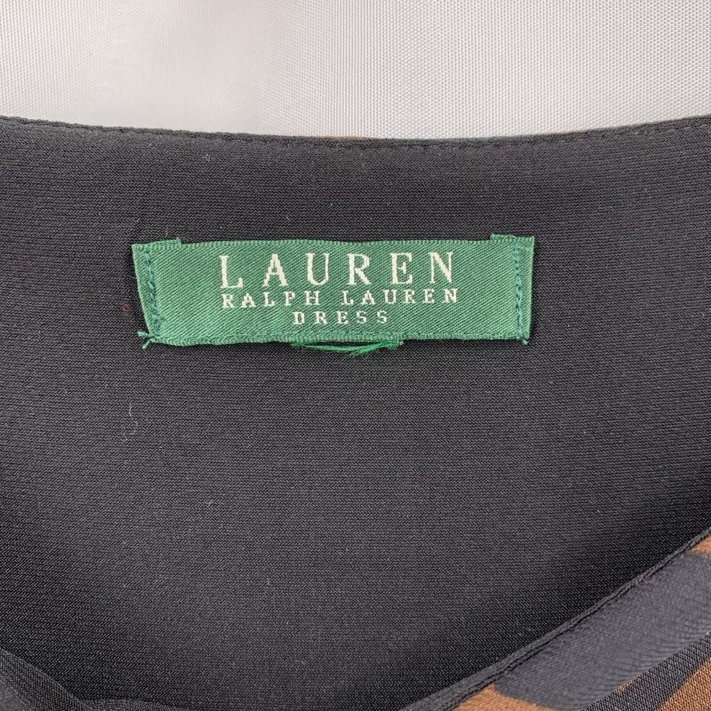 Lauren Ralph Lauren Black and Brown Geometric Print Jersey Dress Size Large - Picture 4 of 5
